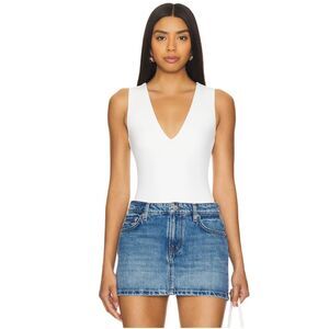 NWT Good American White Scuba Deep V Stretch Plunge Minimal Bodysuit M (Flaw)